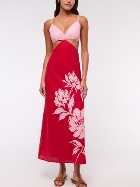 A&F Julia Slip Cutout Maxi Dress - Red